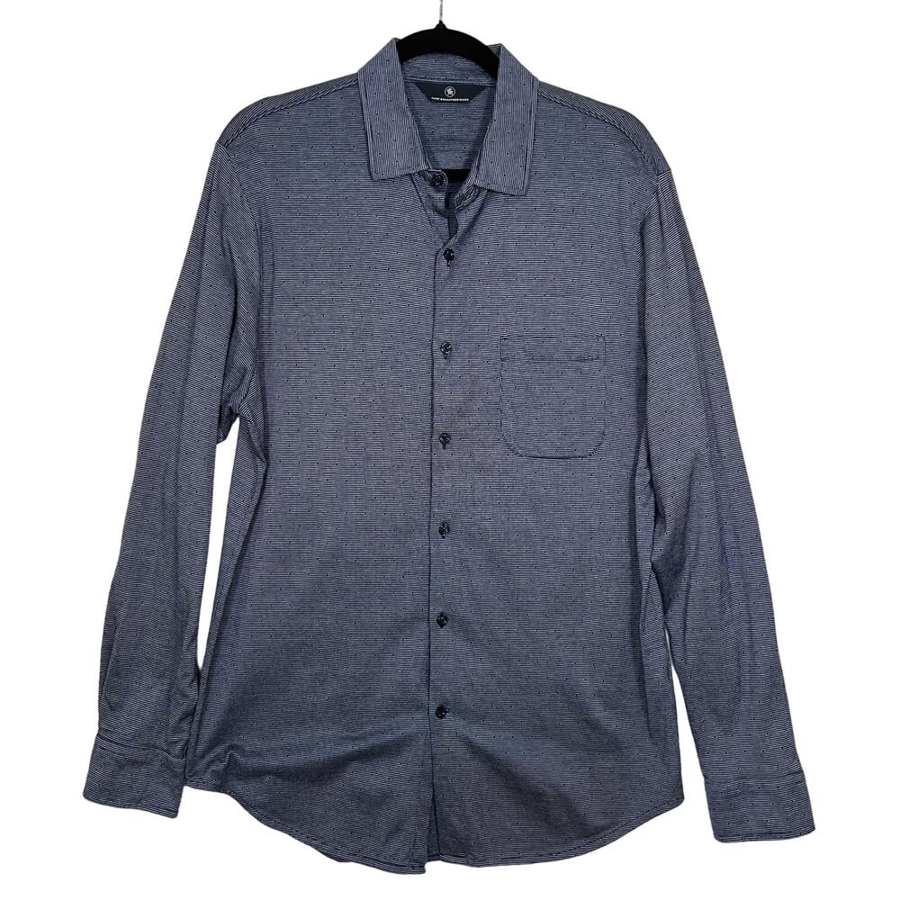 Hart Schaffner Marx Cotton Long Sleeve Button Down Dress\Casual Shirt Large Navy